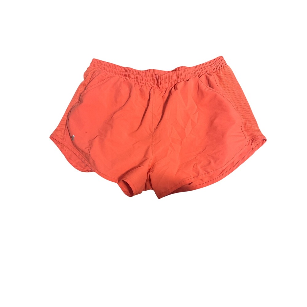 Under Armour HeatGear Fly By Running Shorts Neon Orange Coral Womens Large LG